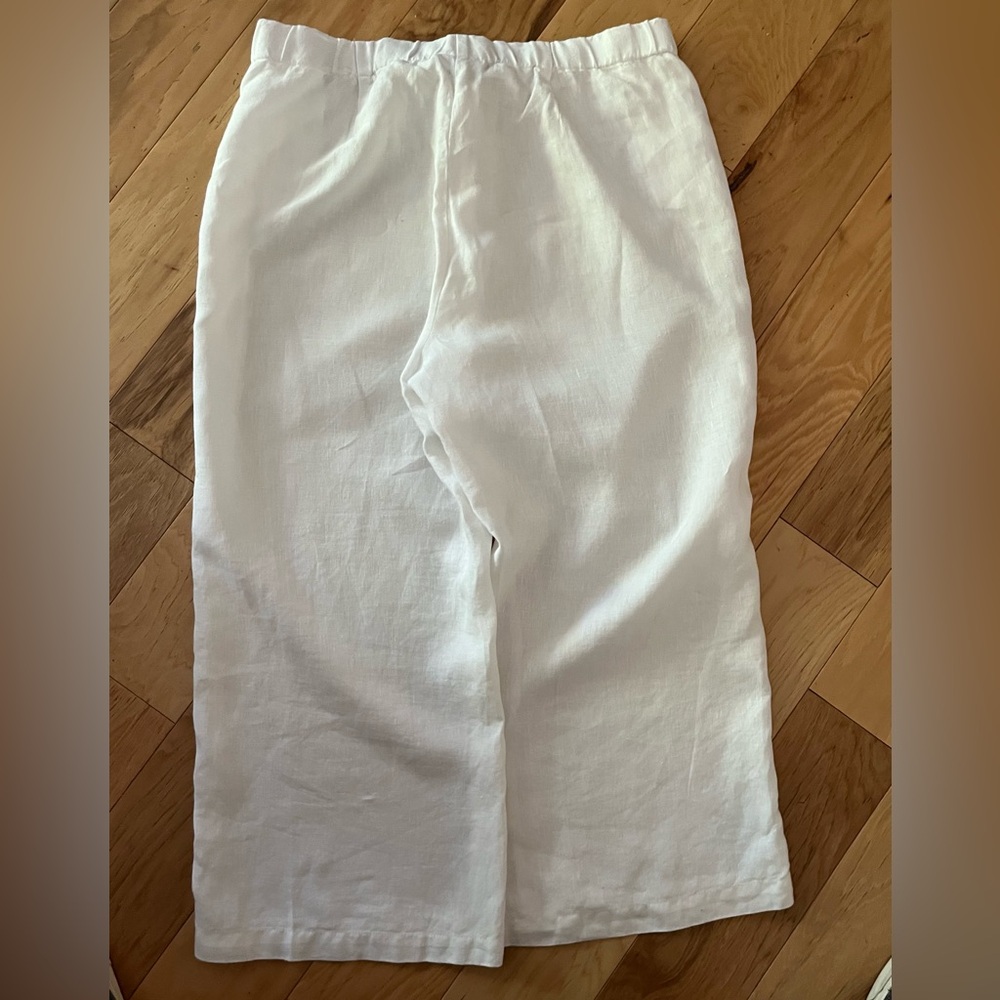 J Jill Love Linen White Cropped 5 button Sailor Pants Size: Large - Picture 3 of 5